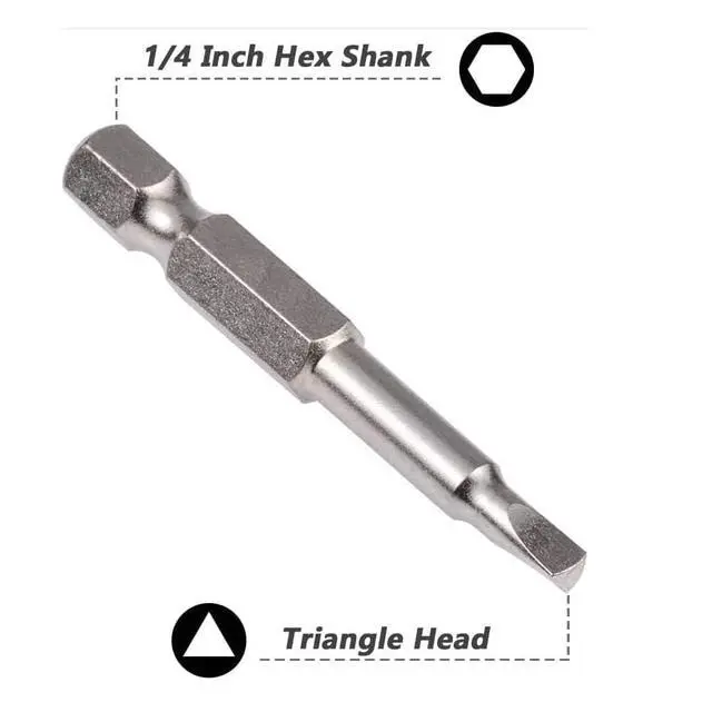 Alt view image 4 of 7 - 6 Pieces Magnetic Triangle Screwdriver Bits Set 1/4 inch Hexagonal 1.8 mm, 2.0 mm, 2.3 mm, 2.5 mm, 2.7 mm, 3.0 Triangle Bits 50mm Length
