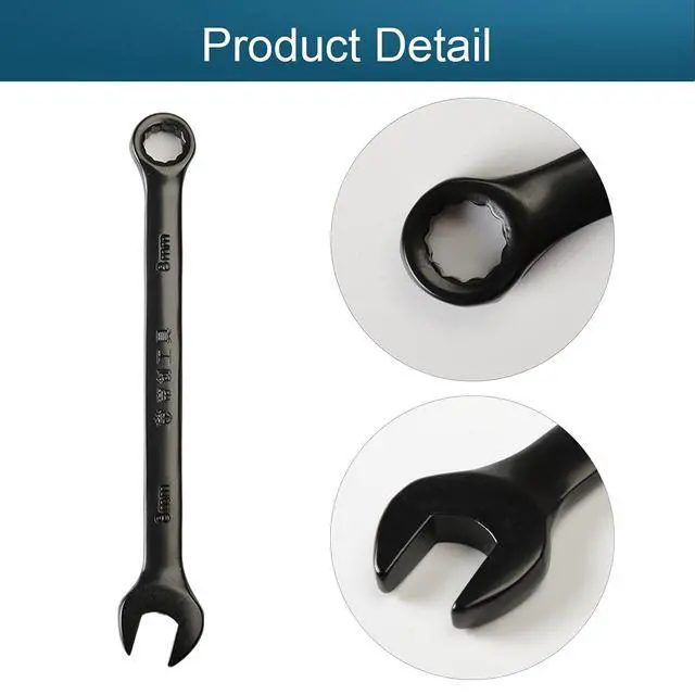 Alt view image 3 of 7 - 8mm Opening Combination Wrench, 12 Point Ratcheting Wrench, Cr-V Material with Black Electrophoresis Coating, 115mm Length for Repair Industrial Usage