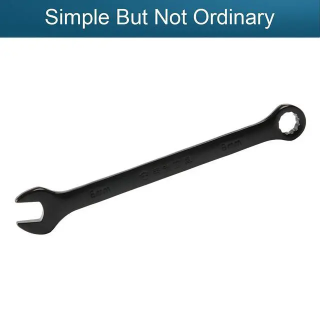 Alt view image 4 of 7 - 8mm Opening Combination Wrench, 12 Point Ratcheting Wrench, Cr-V Material with Black Electrophoresis Coating, 115mm Length for Repair Industrial Usage