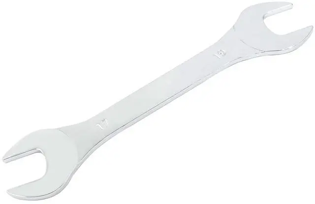 Main image of 17mm x 19mm Open End Wrench, Thin Metric Chrome Plated Steel Wrench | General Repairs Household Maintenance