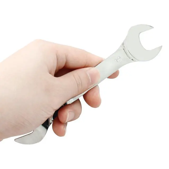 Alt view image 4 of 5 - 17mm x 19mm Open End Wrench, Thin Metric Chrome Plated Steel Wrench | General Repairs Household Maintenance