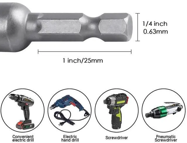Alt view image 5 of 7 - Magnetic 1/4 Inch Hex Drill Bit Adapter Metric Hexagon Socket for Cordless Screwdriver or Drill Set of 4