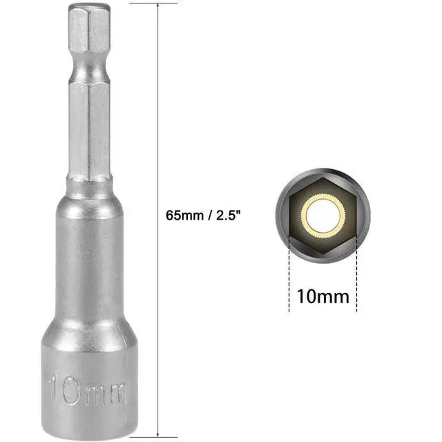Alt view image 2 of 7 - Magnetic 1/4 Inch Hex Drill Bit Adapter Metric Hexagon Socket for Cordless Screwdriver or Drill Set of 4