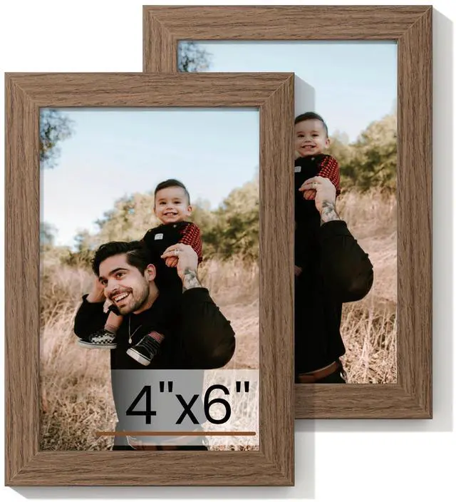 Main image of H 5x7 Picture Frame Set of 2,Walnut Photo Frames Display 5"x7" Pictures,Picture Frames 5x7 Wall Gallery Collage Tabletop or Wall Mount,Poster Frame Display for Certificate Document