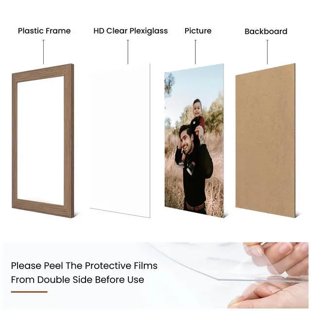 Alt view image 4 of 7 - H 5x7 Picture Frame Set of 2,Walnut Photo Frames Display 5"x7" Pictures,Picture Frames 5x7 Wall Gallery Collage Tabletop or Wall Mount,Poster Frame Display for Certificate Document