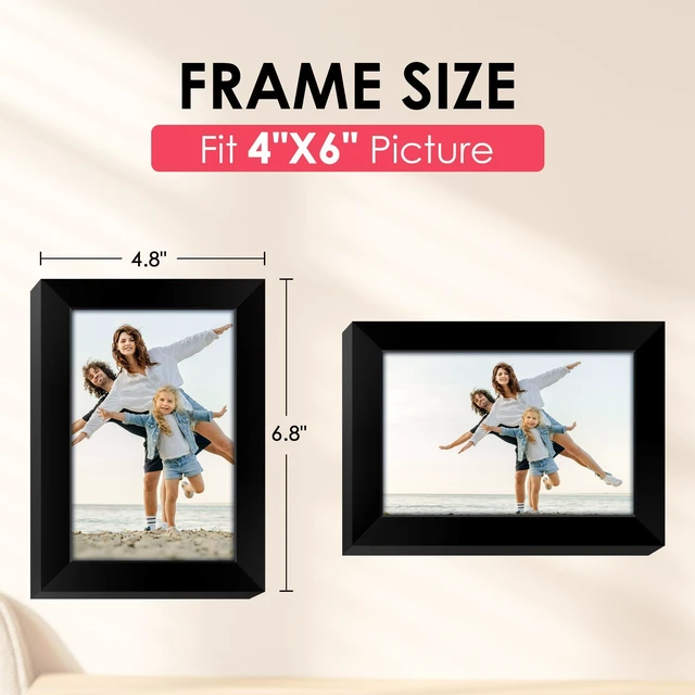 Alt view image 2 of 7 - 4x6 Picture Frame, Black Photo Frames with HD Plexiglass for Wall Hanging or Tabletop Display, 1 Pack