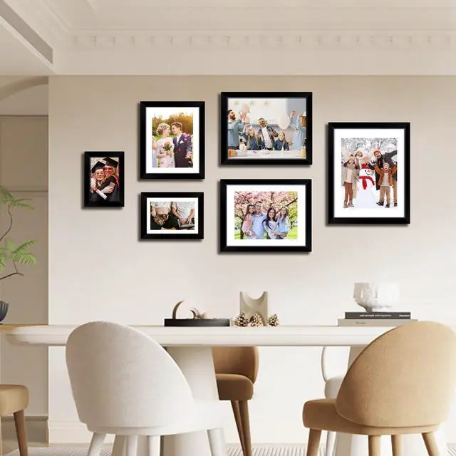 Alt view image 7 of 7 - 5x7 Picture Frame, Black Photo Frame with HD Plexiglass, Display Pictures 4x6 with Mat or 5x7 Without Mat Multi Picture Frames Collage for Tabletop or Wall Display, 1 Pack
