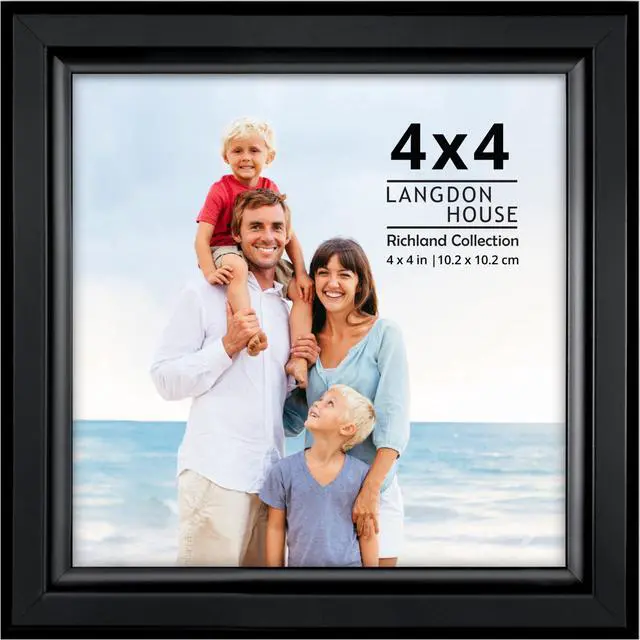Main image of 4x4 Black Picture Frame - Distinguished Edging for Classic Style | collection polystyrene photo frames for wall mount display, photo holders for home or office gallery.