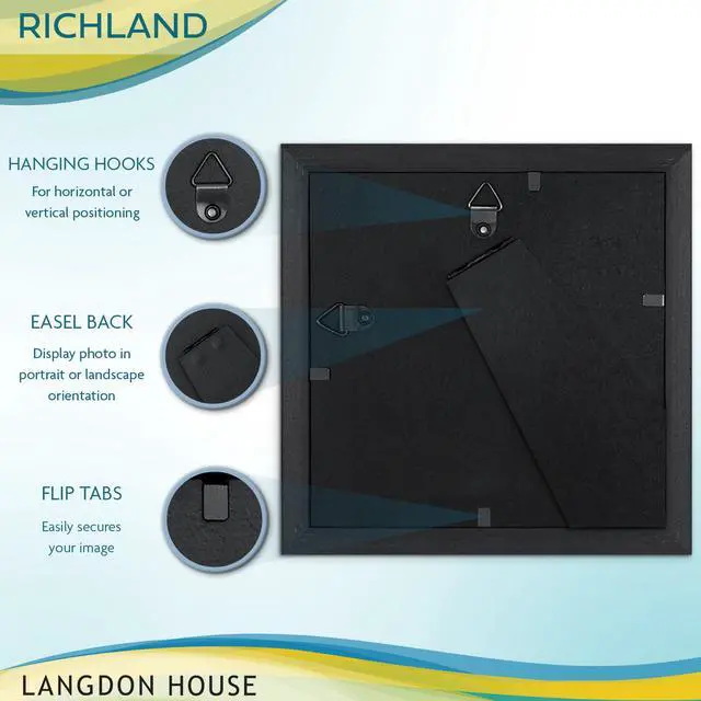 Alt view image 3 of 7 - 4x4 Black Picture Frame - Distinguished Edging for Classic Style | collection polystyrene photo frames for wall mount display, photo holders for home or office gallery.