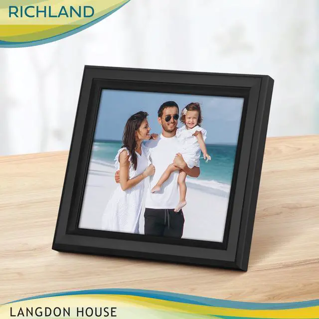 Alt view image 6 of 7 - 4x4 Black Picture Frame - Distinguished Edging for Classic Style | collection polystyrene photo frames for wall mount display, photo holders for home or office gallery.
