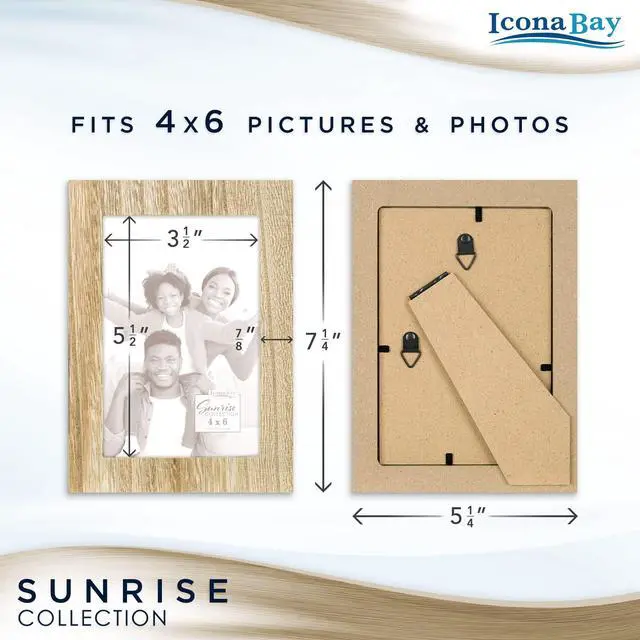 Alt view image 2 of 7 - 4x6 Ash Brown Picture Frame - Painted Solid One-Piece Wood Composite, Modern Farmhouse - Sunrise Collection