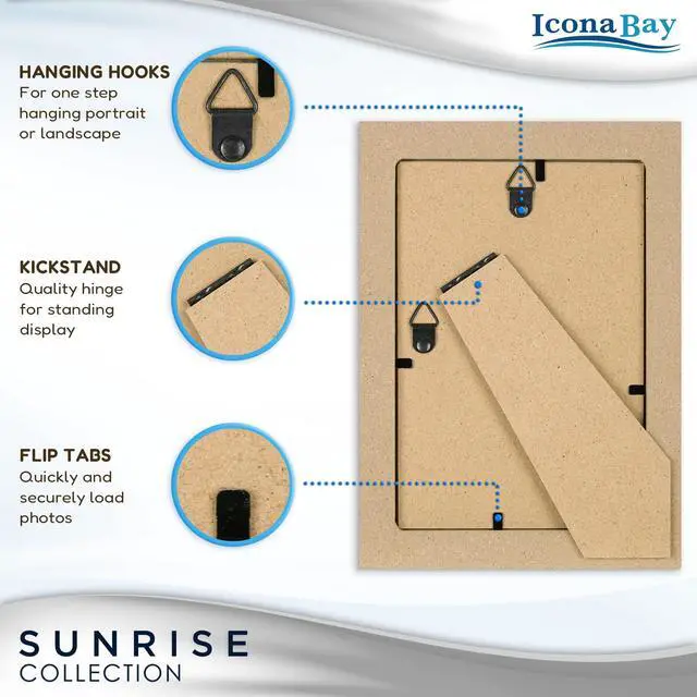 Alt view image 3 of 7 - 4x6 Ash Brown Picture Frame - Painted Solid One-Piece Wood Composite, Modern Farmhouse - Sunrise Collection