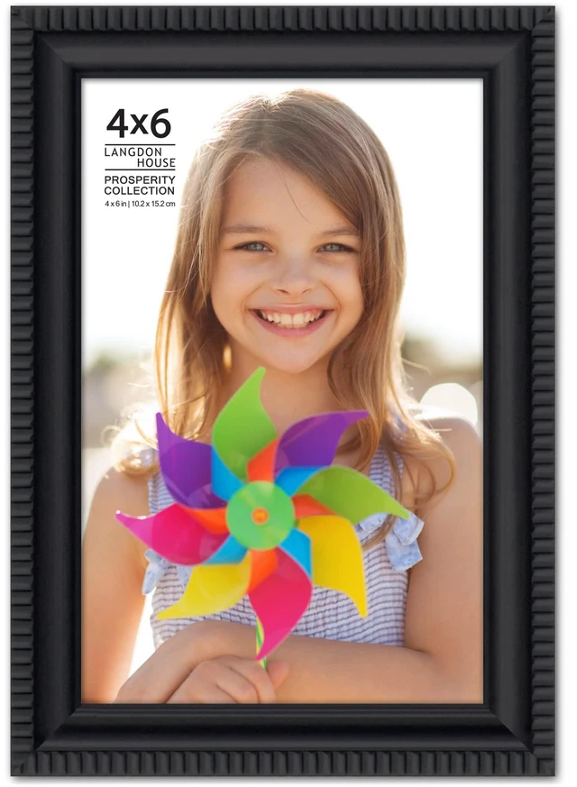 Main image of Langdon House 4x6 Black Picture Frame, Contemporary Frame, Wall Mount or Table Top, Prosperity Collection