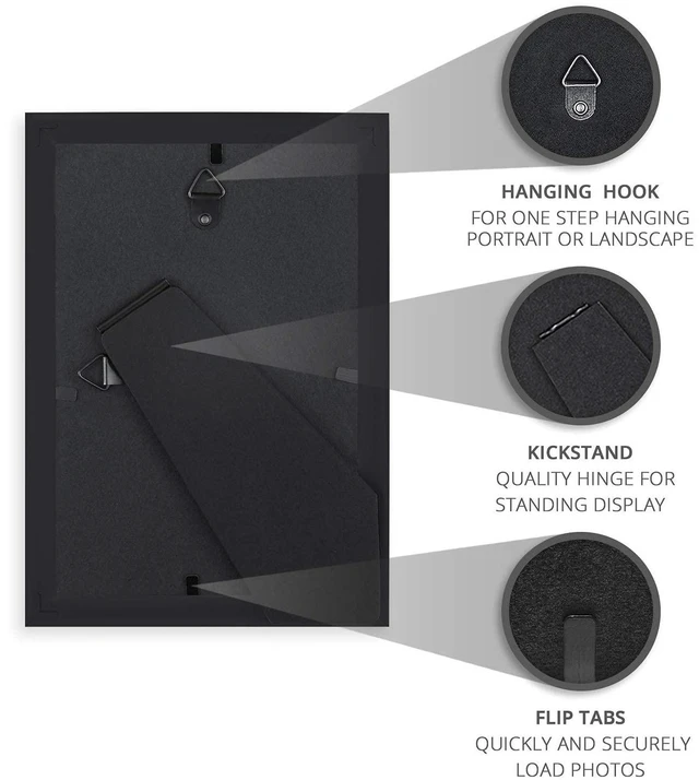 Alt view image 4 of 6 - Langdon House 4x6 Black Picture Frame, Contemporary Frame, Wall Mount or Table Top, Prosperity Collection