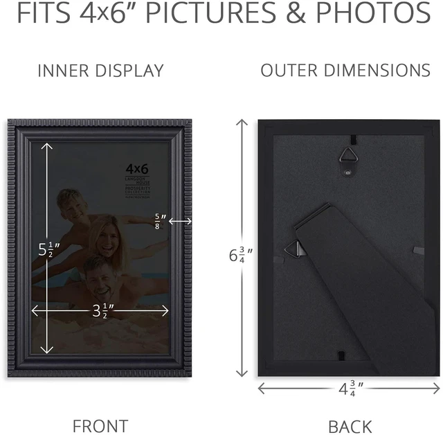 Alt view image 3 of 6 - Langdon House 4x6 Black Picture Frame, Contemporary Frame, Wall Mount or Table Top, Prosperity Collection