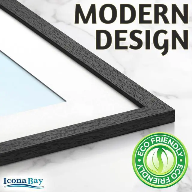 Alt view image 4 of 7 - 4x6 Photo Frames, Removable Mat for 3x5, Black Balsam, 4 x 6 Picture Frame - Matted to 3 x 5 - Modern Wood Grain - Shatterproof Cover Sheet - Tabletop or Wall Mount