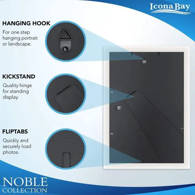 Alt view image 3 of 6 - 4x6 Silver Picture Frame, Modern Professional Frame, Noble Collection |Durable Wood-Plastic Composite Photo Frame, Sleek Metallic Finish, Glass Cover Sheet, Wall Mount & Tabletop Display