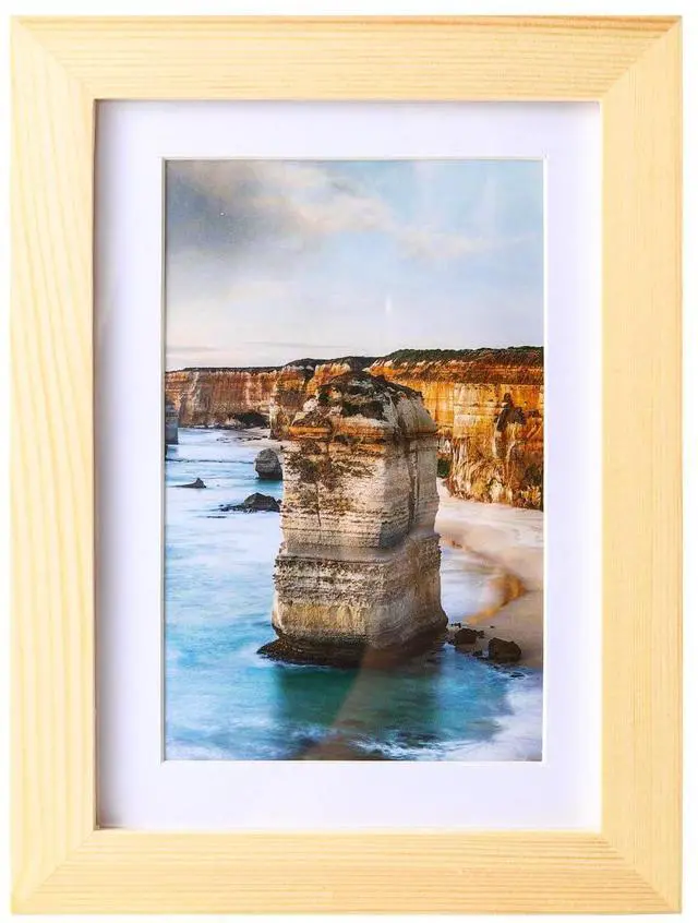 Main image of 5x7 Picture Frame Made of Solid Wood Photo Frame Display Pictures 4x6 with Mat or 5x7 Without Mat For Table top Display or Wall, Natural Wood, 1 Pack