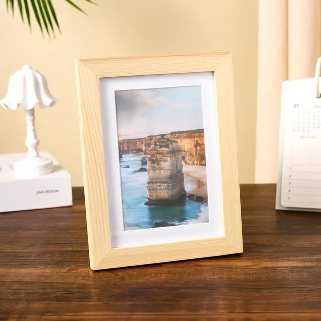 Alt view image 5 of 7 - 5x7 Picture Frame Made of Solid Wood Photo Frame Display Pictures 4x6 with Mat or 5x7 Without Mat For Table top Display or Wall, Natural Wood, 1 Pack