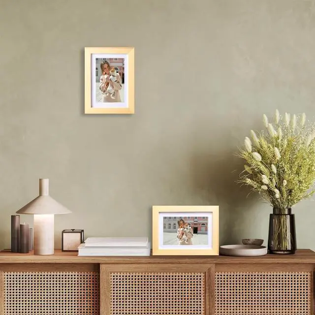 Alt view image 7 of 7 - 5x7 Picture Frame Made of Solid Wood Photo Frame Display Pictures 4x6 with Mat or 5x7 Without Mat For Table top Display or Wall, Natural Wood, 1 Pack