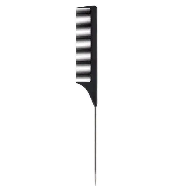 Main image of 1 Pack Professional Carbon Steel Tail Combs Heat Resistant with Metal Pick, Anti Static Black Styling Tail Hair Comb Fine Teeth, Metal Pintail Teasing Comb Brush