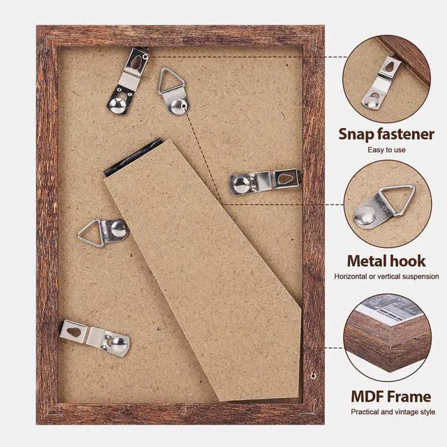 Alt view image 5 of 7 - 4x6 Picture Frame, MDF Frame With Plastic Cover, Rustic Brown, 1Pack | Shatter Resistant Plastic Cover, Wall or Tabletop Decor