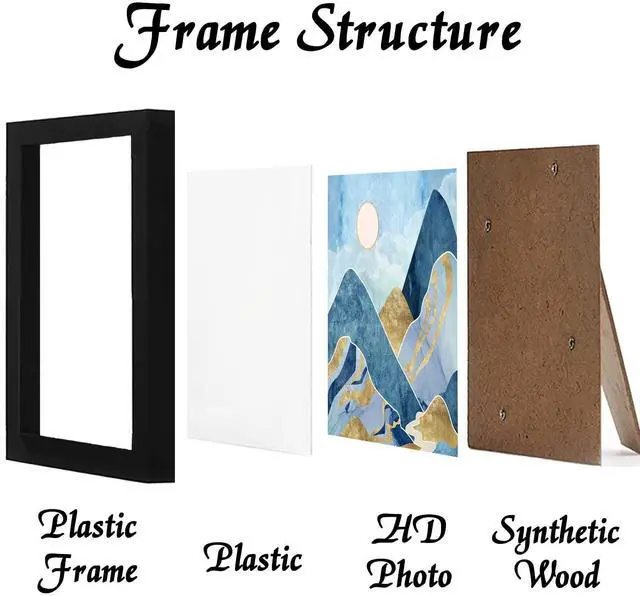 Alt view image 2 of 6 - Black 8x8 Picture Frame, Lightweight Sturdy Gallery Wall Decor | Ideal for Photo Poster Canvas Certificate, Horizontal & Vertical Hanging, High-Clarity Clear Panel, Size 8 x 8 inches