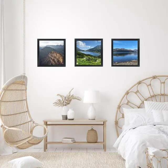 Alt view image 7 of 7 - 5x5 Picture Frame Black for Wall Hanging or Tabletop, Wall Mounting Horizontally or Vertically, 5 x 5 Square Wall Gallery Poster Photo Frame with Shatter Resistant Plexiglass, Black