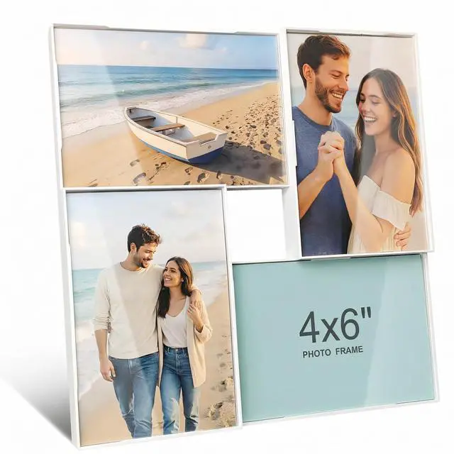 Main image of 4x6 Collage Picture Frames, Multiple Photo Frame Collage for 4 Pcs 4 x 6 Photos, Wall Hanging or Tabletop, Lightweight Frame for Wall Decor, White 1 Pack