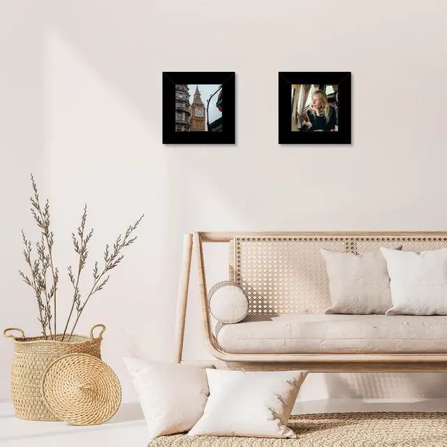 Alt view image 7 of 7 - 3x3 Picture Frame Black for Tabletop or Wall Hanging, Strudy and Lightweight 3 x 3 Frame, Wall Gallery Photo Frame with Shatter Resistant Plexiglass, Black