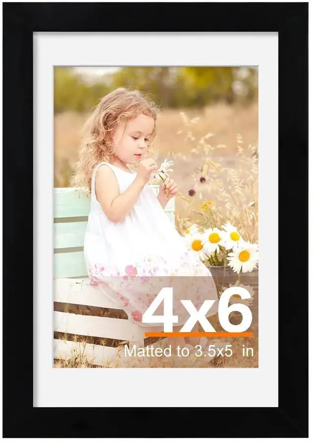 Main image of 4x6 Picture Frames Black, Picture Frame for 3.5x5 Pictures with Mat or 4x6 without Mat, Wall or Tabletop Display Photo Frame, 1 Pack