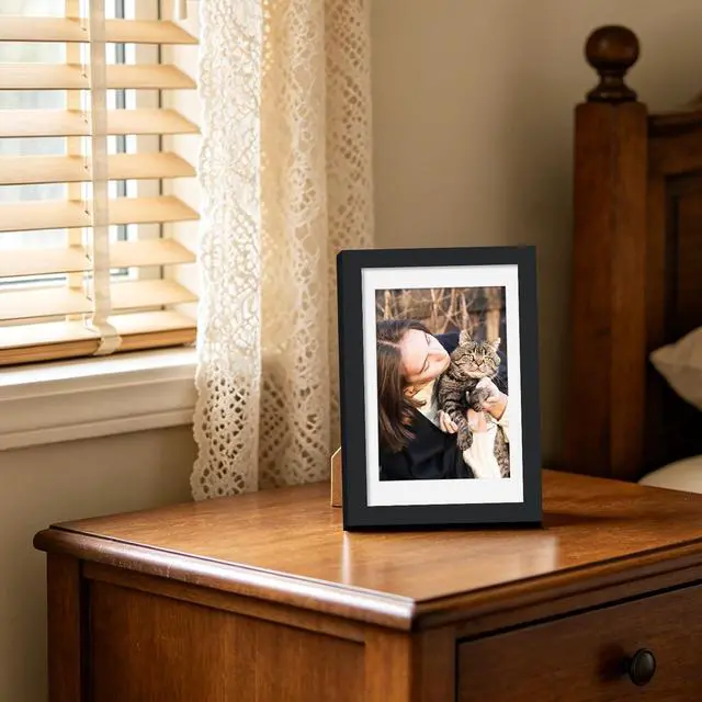 Alt view image 4 of 7 - 4x6 Picture Frames Black, Picture Frame for 3.5x5 Pictures with Mat or 4x6 without Mat, Wall or Tabletop Display Photo Frame, 1 Pack