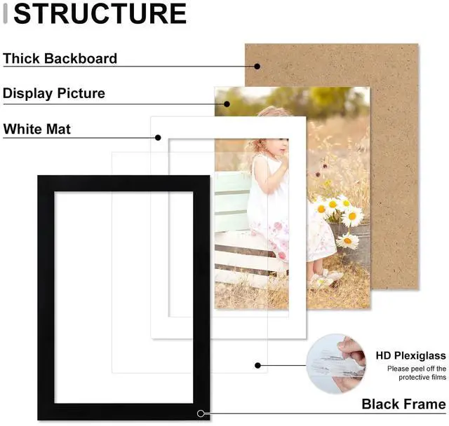 Alt view image 3 of 7 - 4x6 Picture Frames Black, Picture Frame for 3.5x5 Pictures with Mat or 4x6 without Mat, Wall or Tabletop Display Photo Frame, 1 Pack