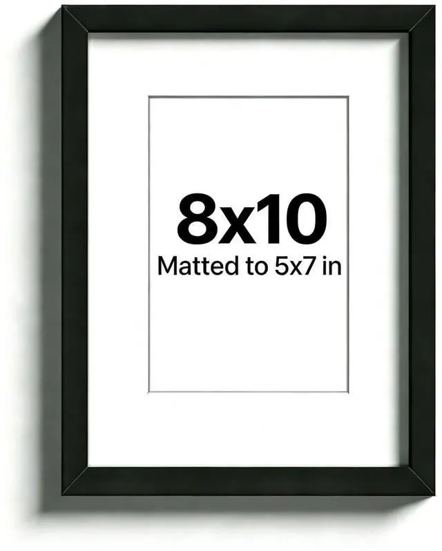 Main image of 8x10 Black Picture Frame Wall Hanging Photo Frame Displays 5x7 with Mat or 8x10 Without Wall Mountable Frame