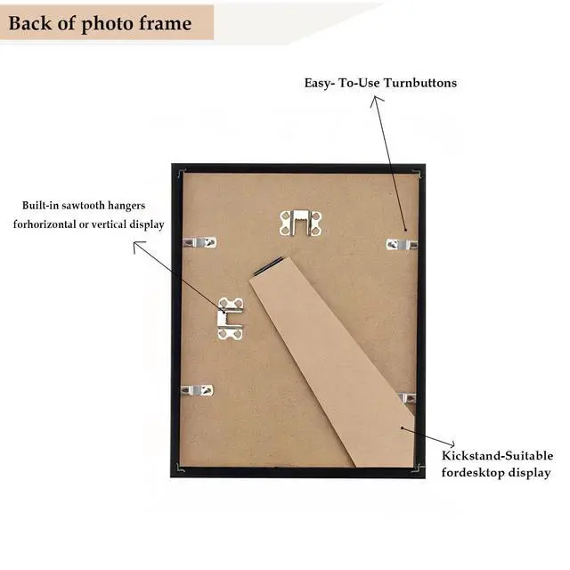 Alt view image 6 of 6 - 8x10 Black Picture Frame Wall Hanging Photo Frame Displays 5x7 with Mat or 8x10 Without Wall Mountable Frame