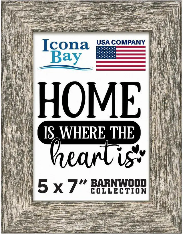 Alt view image 5 of 7 - 5x7 Brown Oak Picture Frame - Barnwood Collection | 5 x 7 photo frame, country rustic style, tabletop or wall mount display, photo holder for home or office gallery