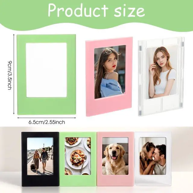 Alt view image 2 of 7 - 2x3 Picture Frame, 4 Pcs Picture Frames for Desk Display with Stand | Small Size Picture Frame Compatible with Polaroid Fujifilm Photos for TableTop and Wall Mounting, 4 Colors