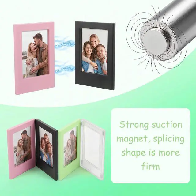 Alt view image 6 of 7 - 2x3 Picture Frame, 4 Pcs Picture Frames for Desk Display with Stand | Small Size Picture Frame Compatible with Polaroid Fujifilm Photos for TableTop and Wall Mounting, 4 Colors