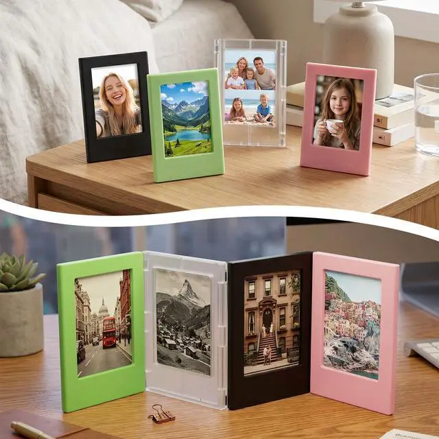 Alt view image 7 of 7 - 2x3 Picture Frame, 4 Pcs Picture Frames for Desk Display with Stand | Small Size Picture Frame Compatible with Polaroid Fujifilm Photos for TableTop and Wall Mounting, 4 Colors