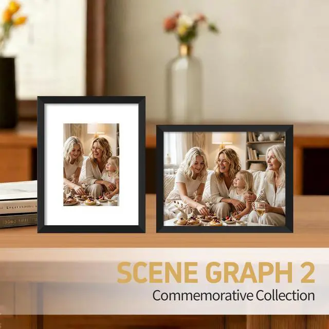 Alt view image 2 of 7 - 8x10 Black Picture Frame 1 Pack, Fits 5x7 Mat, Wall & Tabletop | Dual-size black wall frame works for 5x7 matted photos or 8x10 artwork, sturdy and easy to install for wall display use