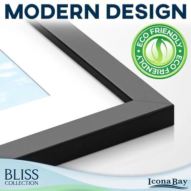 Alt view image 5 of 7 - 4x4 Mat to 3x3 Black Picture Frame - Engineered Wood, Collection | photo frame with removable mat, shatterproof polystyrene cover sheet, modern style, tabletop or wall mount display
