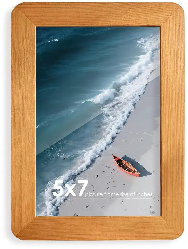 Main image of 5x7 Solid Wood Picture Frame Fits 4x6 with Mat or 5x7 Without Mat Tabletop or Wall Display with Stand Vertical Horizontal Display Gallery Wall Frames for Art