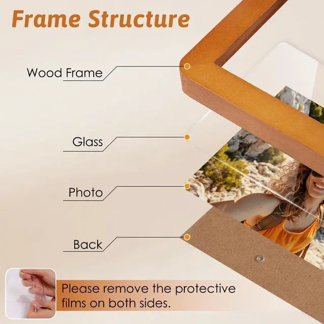 Alt view image 2 of 7 - 5x7 Solid Wood Picture Frame Fits 4x6 with Mat or 5x7 Without Mat Tabletop or Wall Display with Stand Vertical Horizontal Display Gallery Wall Frames for Art