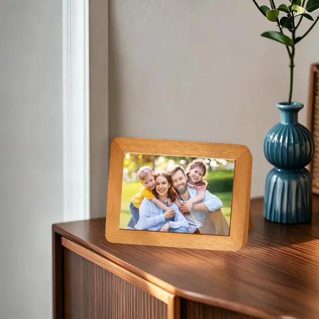 Alt view image 7 of 7 - 5x7 Solid Wood Picture Frame Fits 4x6 with Mat or 5x7 Without Mat Tabletop or Wall Display with Stand Vertical Horizontal Display Gallery Wall Frames for Art
