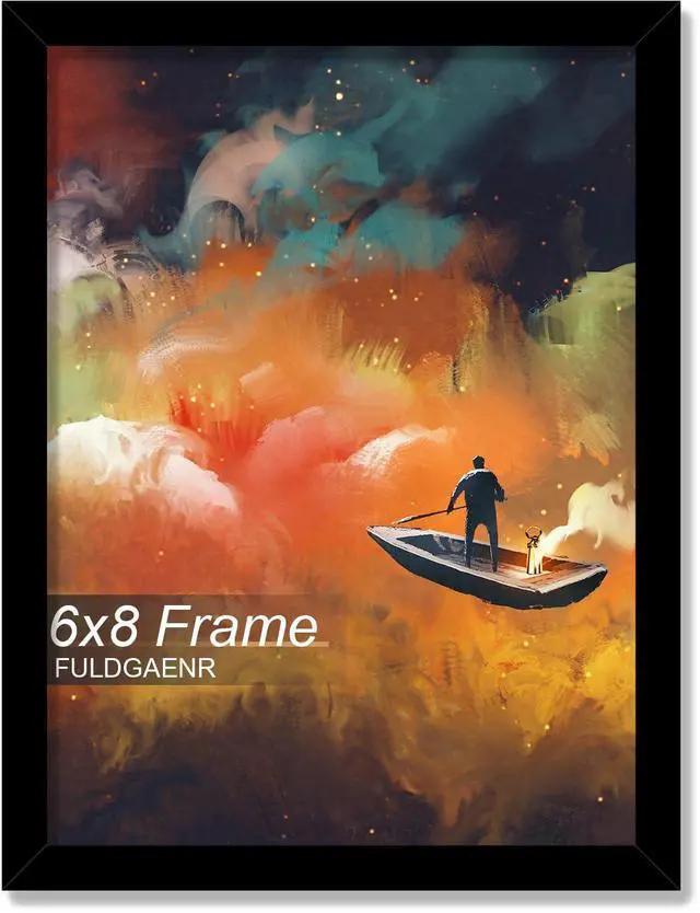 Main image of 6x8 Picture Frame, Black Frames for 6 x 8 Inch Photo Poster | High Transparency Light Weight Frame Display Wall Mount Vertically and Horizontally (Black | 6"x8")