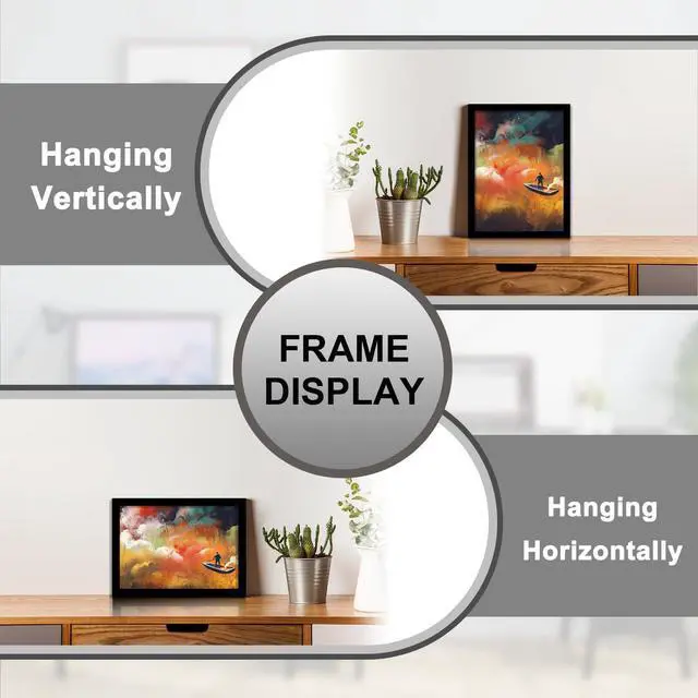 Alt view image 3 of 7 - 6x8 Picture Frame, Black Frames for 6 x 8 Inch Photo Poster | High Transparency Light Weight Frame Display Wall Mount Vertically and Horizontally (Black | 6"x8")