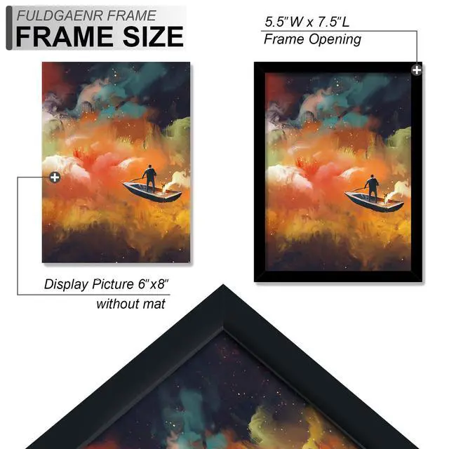 Alt view image 4 of 7 - 6x8 Picture Frame, Black Frames for 6 x 8 Inch Photo Poster | High Transparency Light Weight Frame Display Wall Mount Vertically and Horizontally (Black | 6"x8")