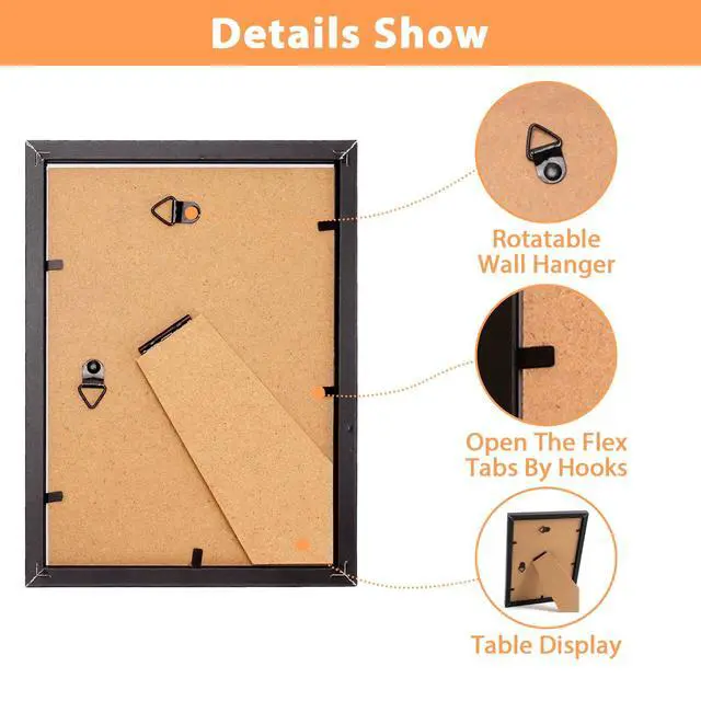 Alt view image 3 of 4 - 5x7 Picture Frame with Distressed Wood Grain Rustic Family Collage Picture Frames for Wall, Gallery Wall & Photo Wall Display Decorative Frames for 5x7 Photos (Black, 5X7)