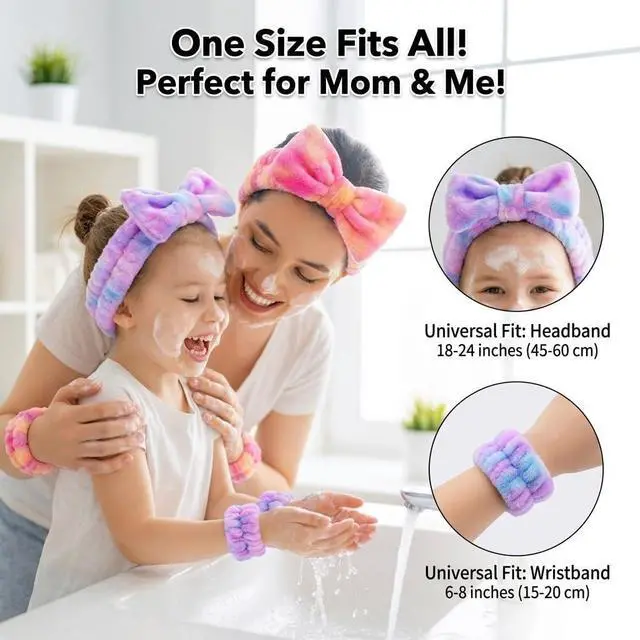 Alt view image 3 of 7 - 8 Pcs Spa Headband and Wristbands Set for Washing Face, Soft Face Wash Headbands Wrist Bands for Women with Scrunchies, Absorbent Wrist Towels, Makeup Hairband for Skincare, Yoga, and Teen Girls Gifts