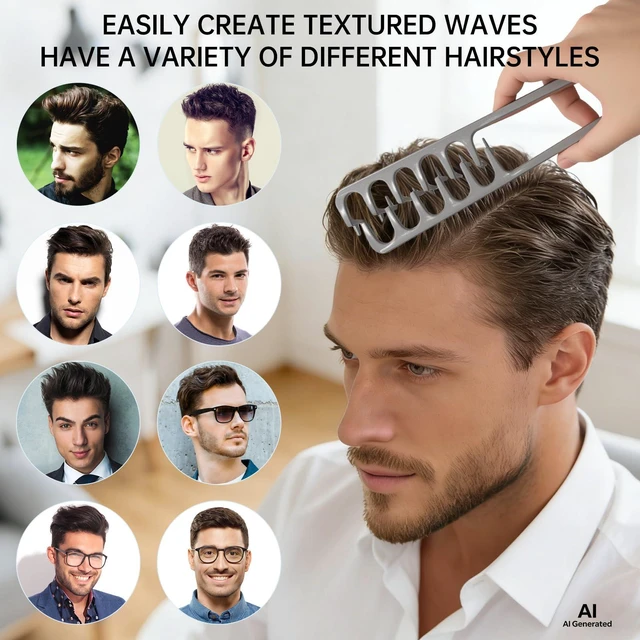 Alt view image 5 of 7 - (1 Set)New Upgraded Volumizing Texture Comb Men,Textured Fringe Comb-Unisex | Hair Texturizing Comb for Men, Travel Folding Design, Wide Fine-Toothed Dual-Purpose Set, Abs Plastic With Textured Grip